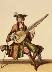 Heer speelt de Angelica, modeplaat, ca.1695